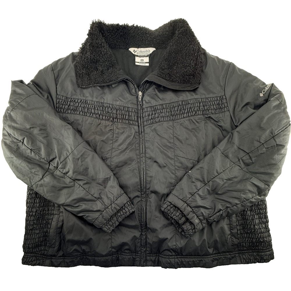 Columbia Womens Jacket 3X Black Insulated Full Zip‎ Fleece Collar Outdoor Coat